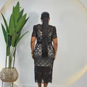 LACY BUTTON DOWN WHITE COLLAR DRESS - Image 4