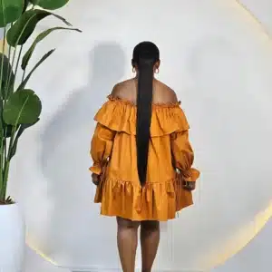 OFF SHOULDER FRONT RUFFLE HEM DRESS - Image 3