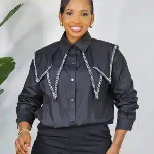 BOLD COLLAR DRAW STRING TOP