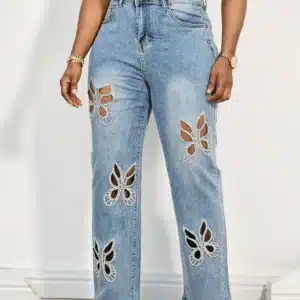 BUTTERFLY STUDDED ANKLE JEANS