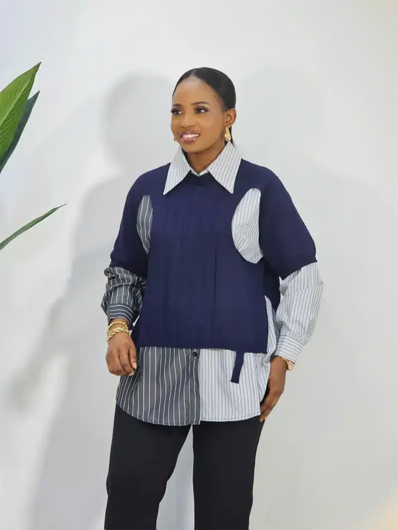2 TONE KNIT STRIPE SHIRT