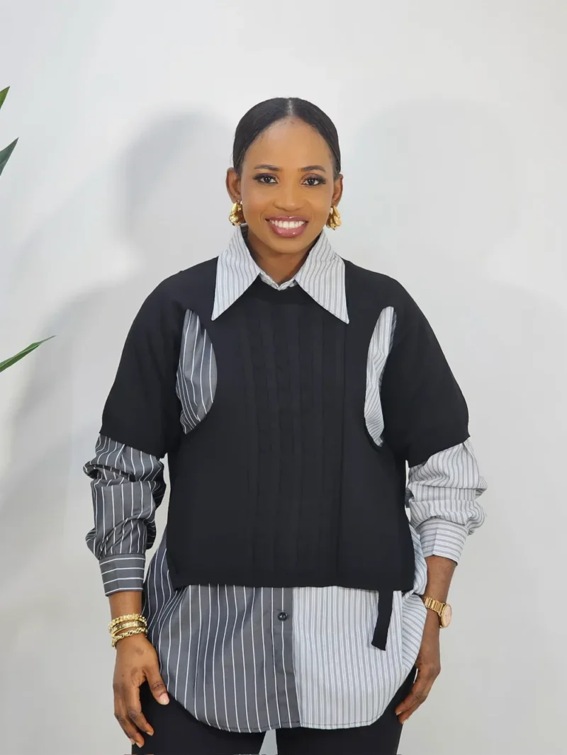 2 TONE KNIT STRIPE SHIRT - Image 2