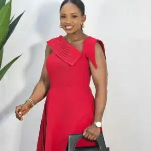 SIDE PLEAT ONE SLEEVE OFF SHOULDER DRESS - Image 2