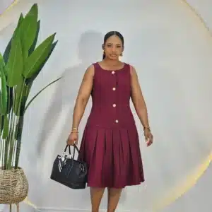 PLEATED HEM SLEEVELESS DRESS