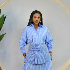 STRIPE WRAP WAIST DRESS SET - Image 2