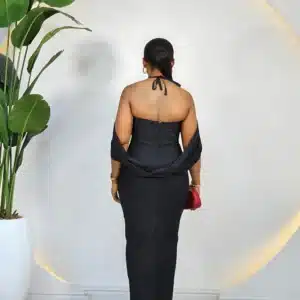 HALTER CHIFFON CAPE BANDAGE DRESS - Image 5