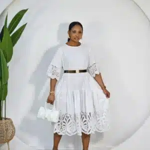 LACE HEM & BELL SLEEVE DRESS - Image 4