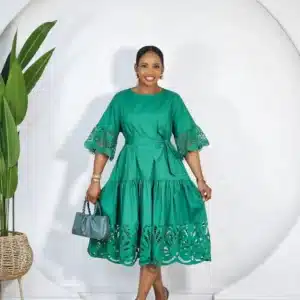 LACE HEM & BELL SLEEVE DRESS - Image 2