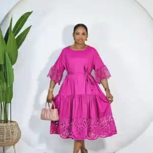 LACE HEM & BELL SLEEVE DRESS