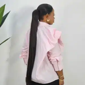 ONE SHOULDER RUFFLE DETAIL SLEEVE SHIRT - Image 2