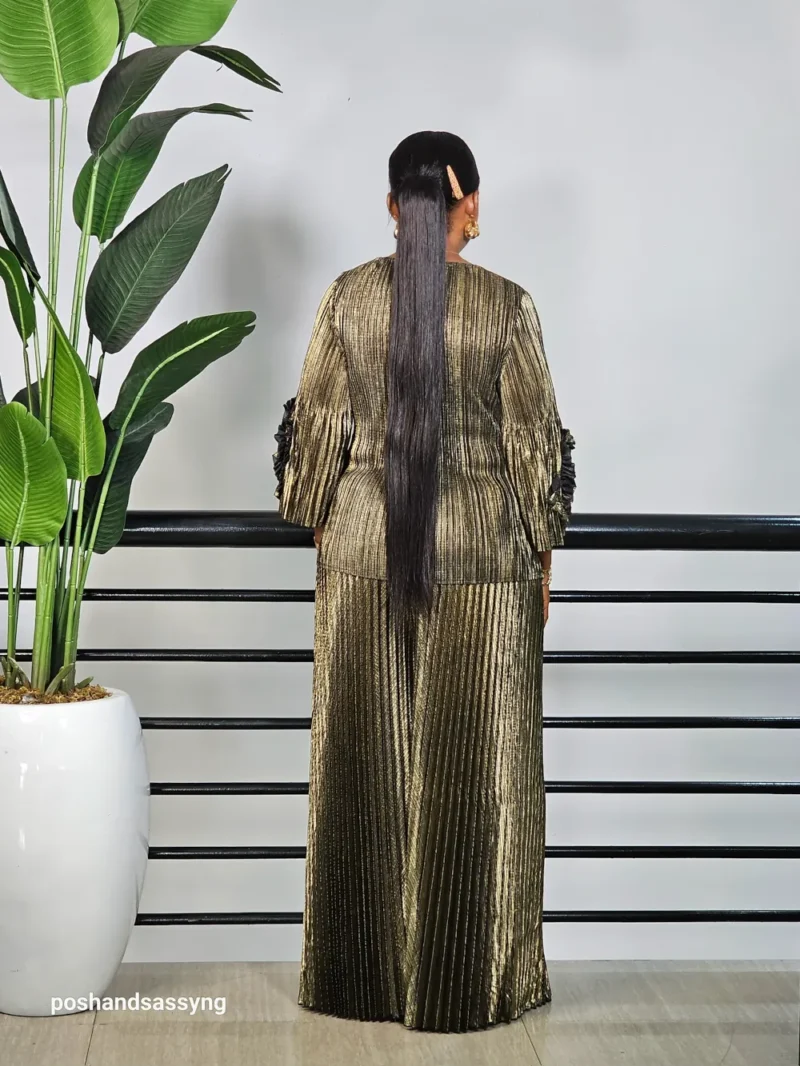 MIYAKI ROSE SLEEVE TOP & PLEAT PANT SET - Image 3