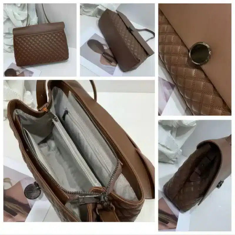 PLEAT & PLAIN OVERLAP LEATHER BAG - Image 4