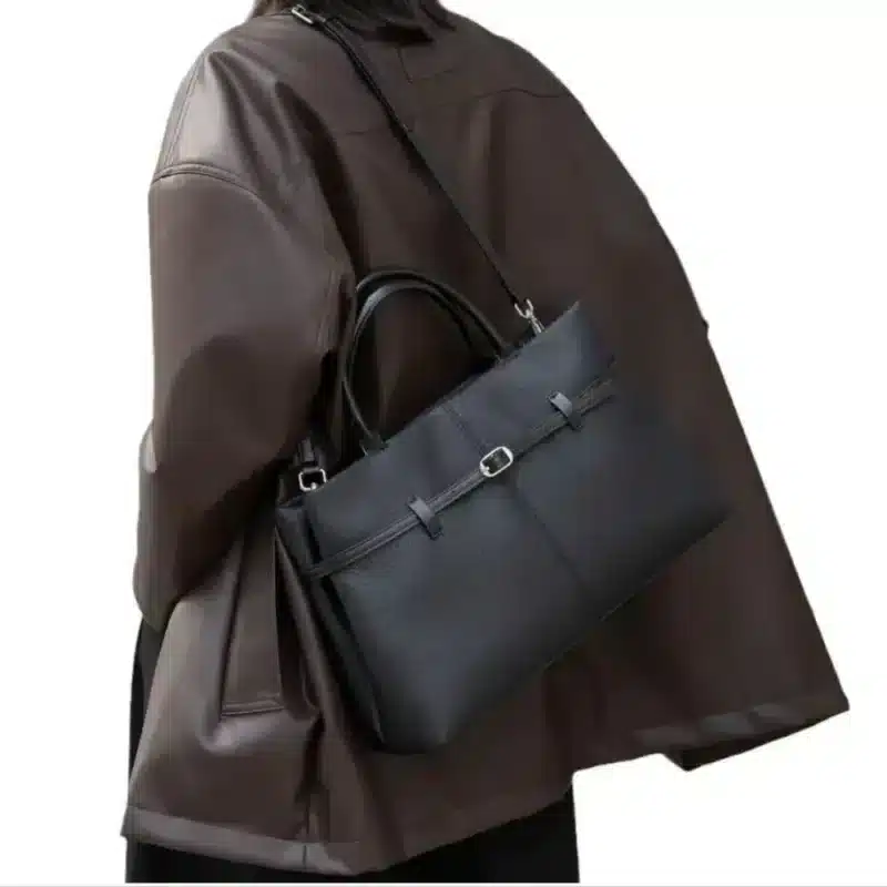 DOUBLE HANDLE SIDE KNOT HANDBAG - Image 5