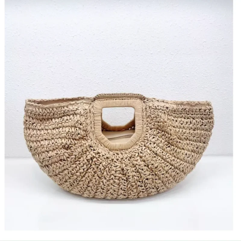 HALF CUT WOVEN BEACH BAG