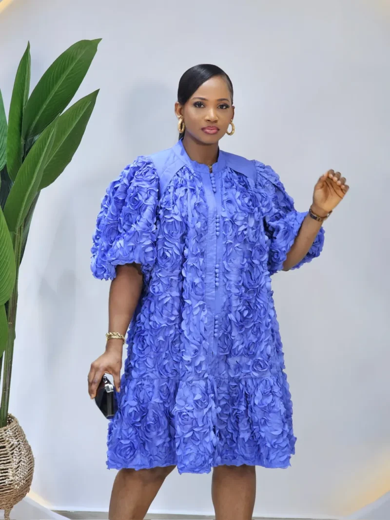 PETALS PUFF SLEEVE HEM DRESS - Image 2