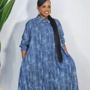 STUDDED SWING DENIM DRESS - Image 2