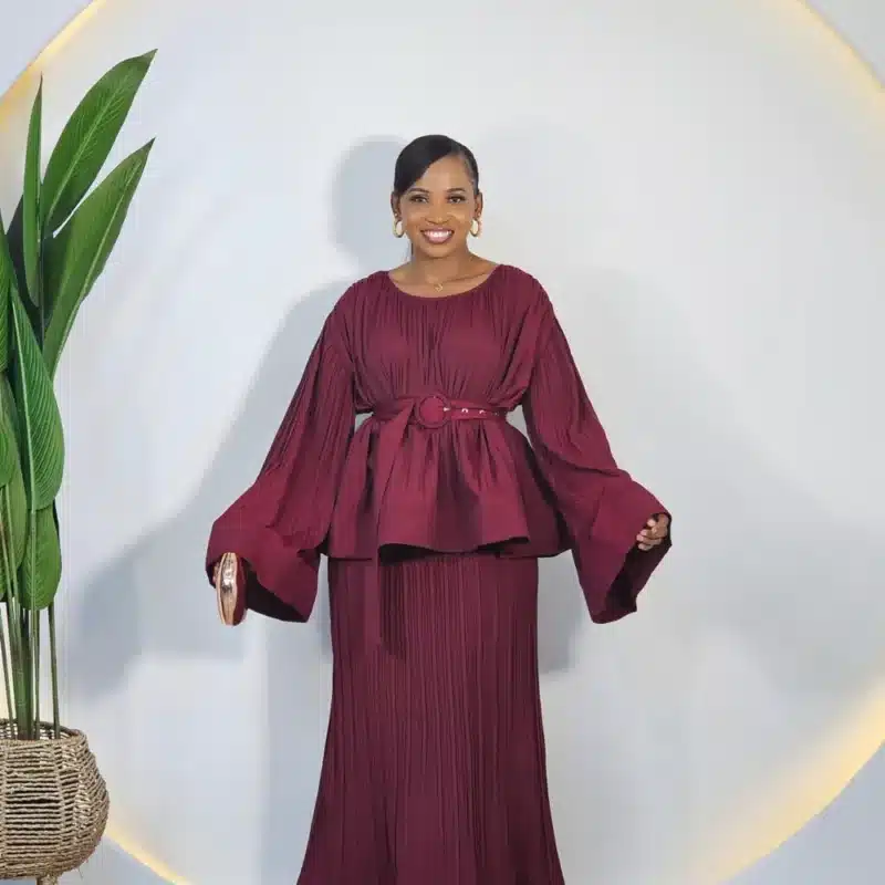 THIN PLEAT MAXI SKIRT & TOP SET