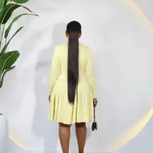 KNIT V-NECK LONG SLEEVE SKATER DRESS - Image 4