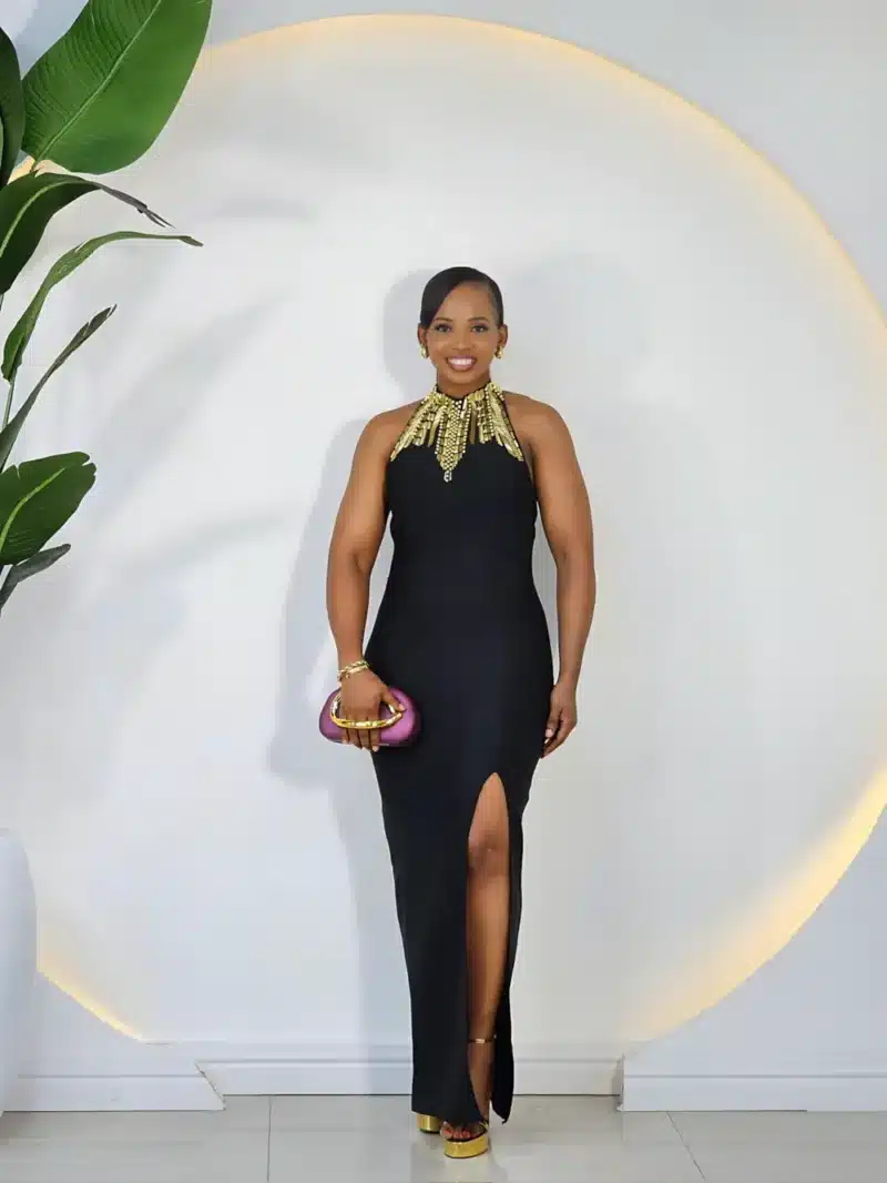 EMBELLISHED HALTER NECK BANDAGE DRESS - Image 3