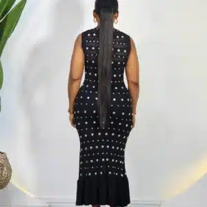 STUDDED KNIT SLEEVELESS HEM LONG DRESS - Image 4