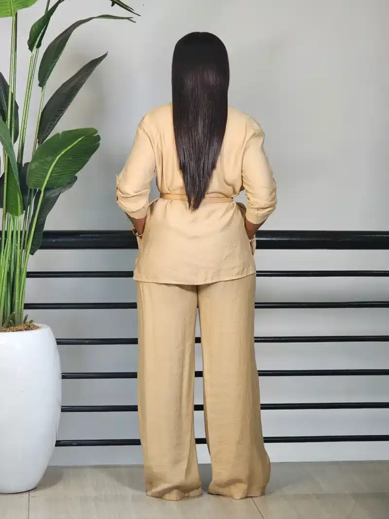 TURN UP BELTED TOP & PANT SET - Image 5