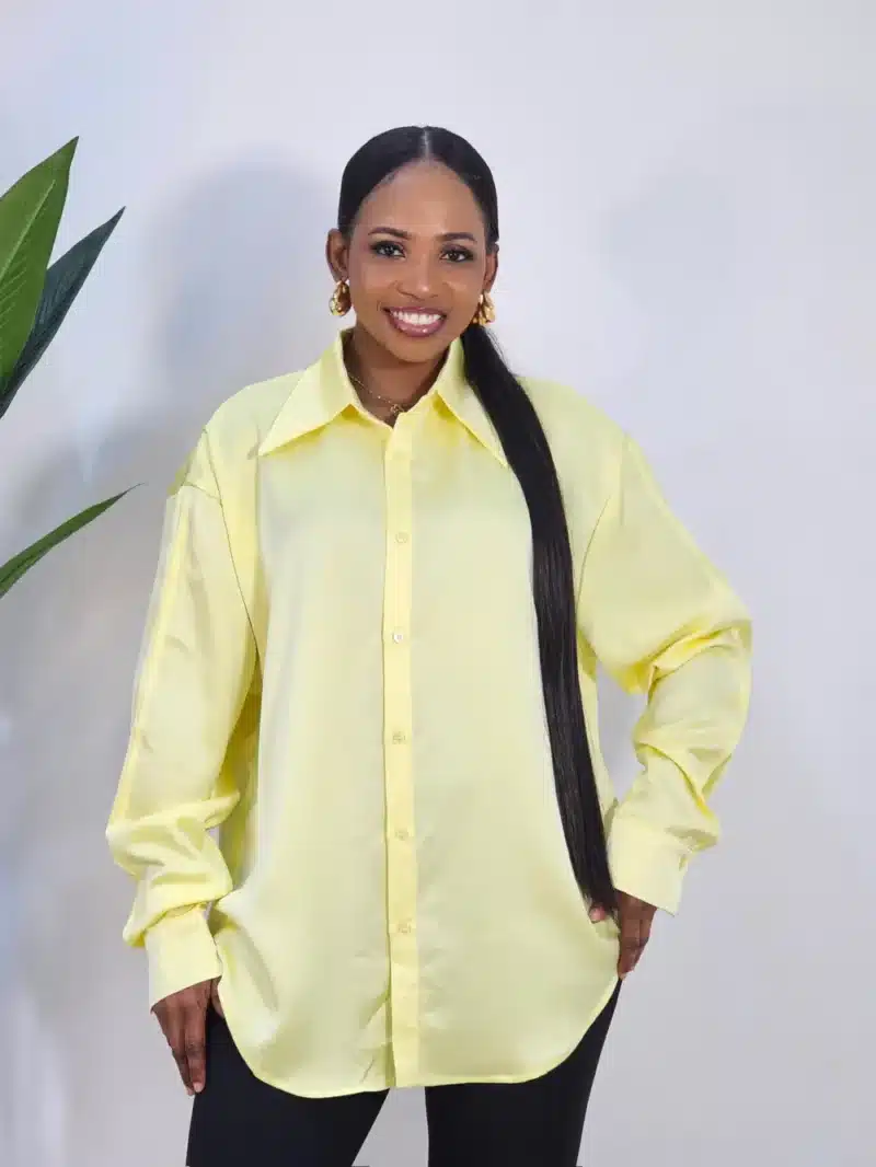 BACK LACE INSERTED SATIN SHIRT - Image 2