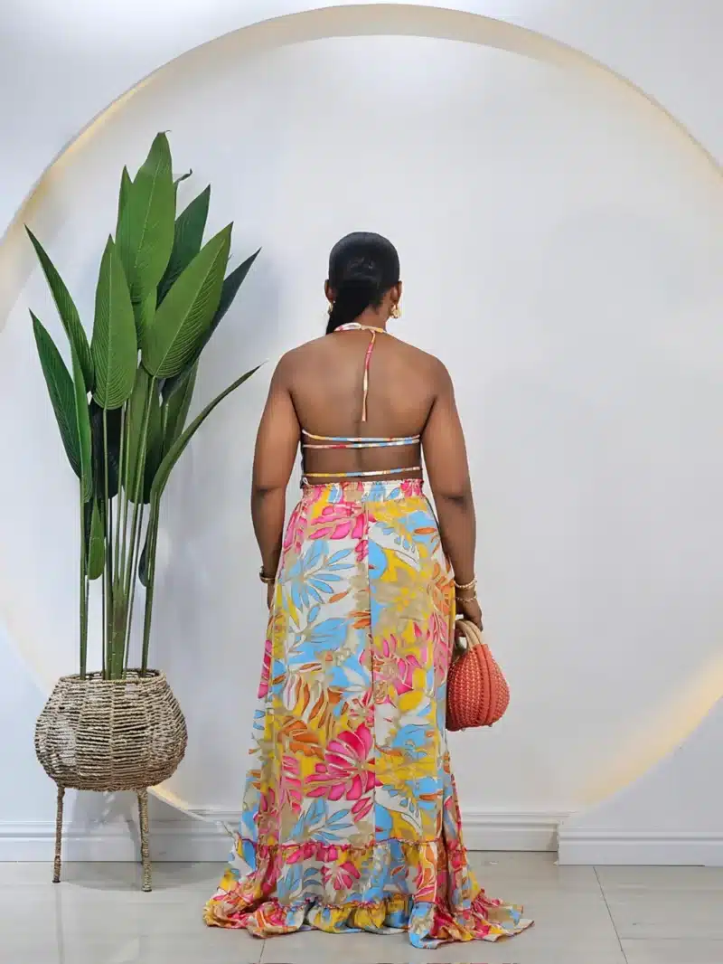 LEAF PRINT SMOKEY CHEST MAXI DRESS - Image 4