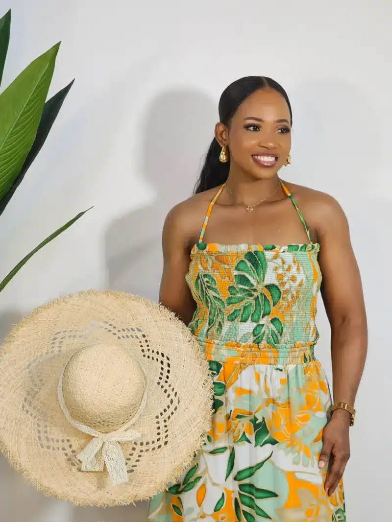 LEAF PRINT SMOKEY CHEST MAXI DRESS - Image 5