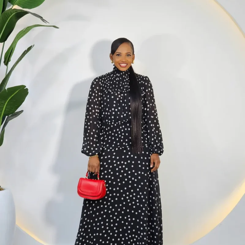 POLKA DOT SMOKEY WAIST BAND DRESS