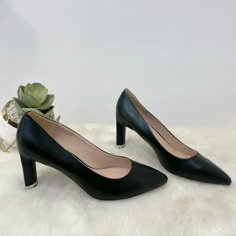 LEATHER HIGH HEEL COURT SHOE