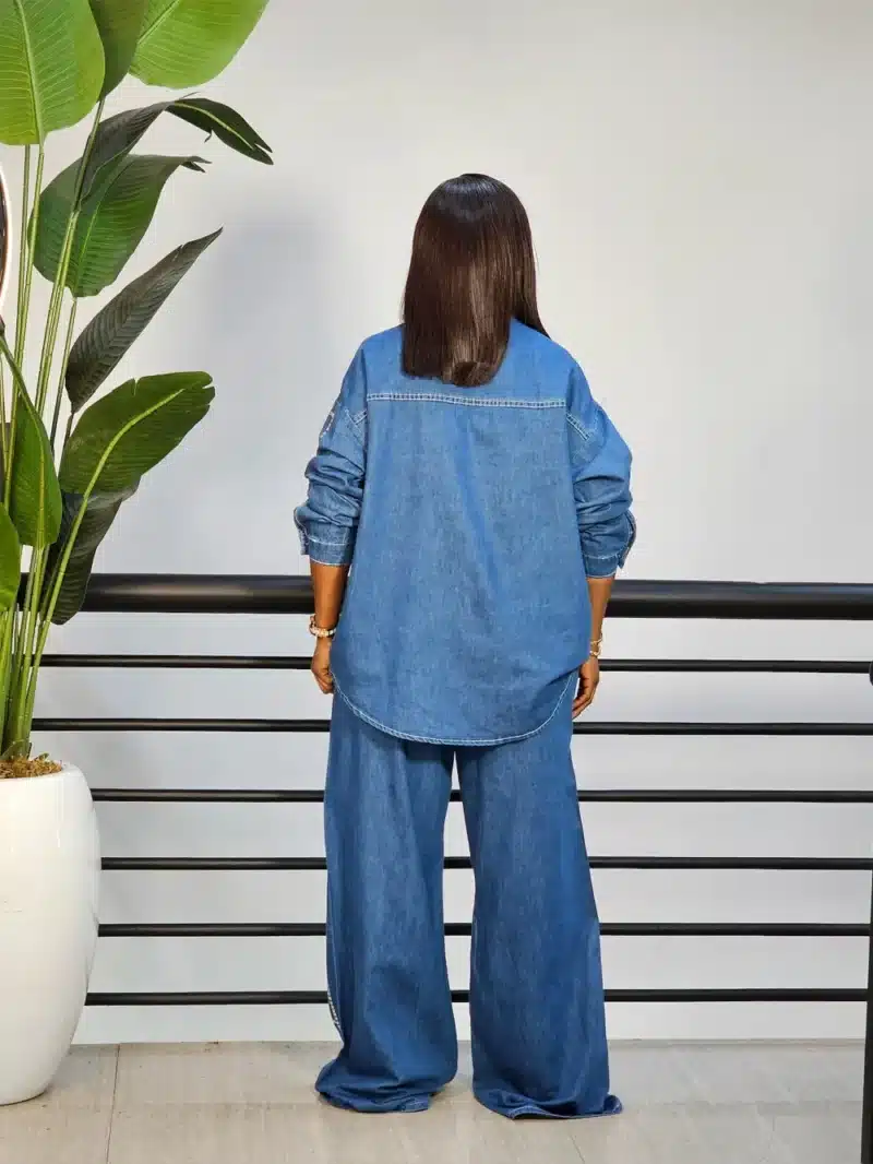 DENIM STUDDED SHIRT & JEAN SET - Image 2