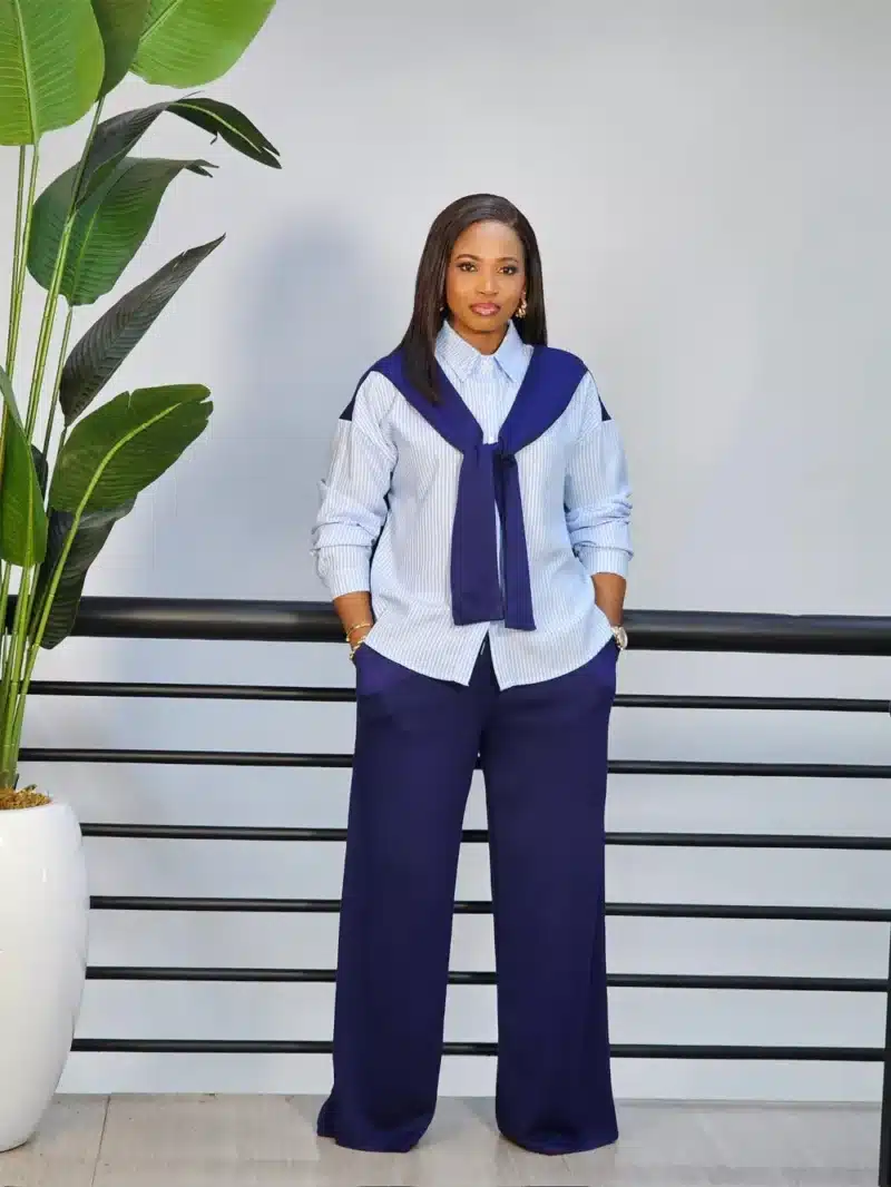 CASUAL STRIPE SHIRT & JOGGERS SET