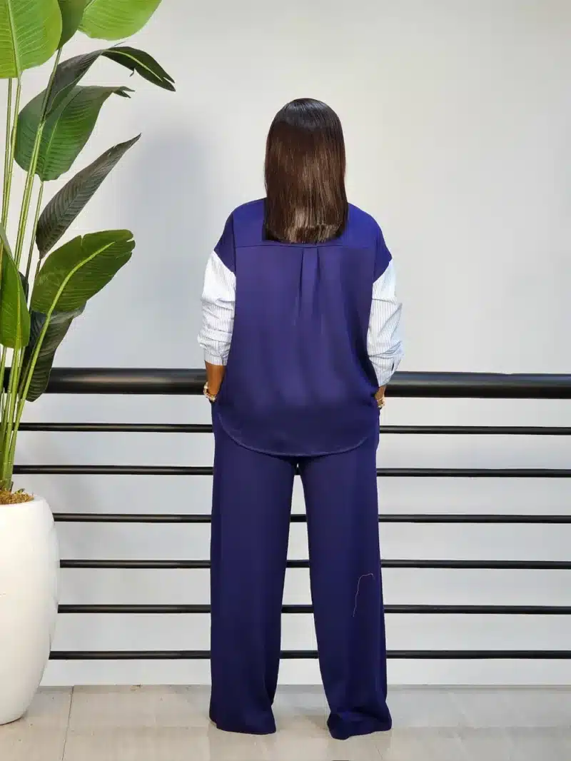 CASUAL STRIPE SHIRT & JOGGERS SET - Image 2