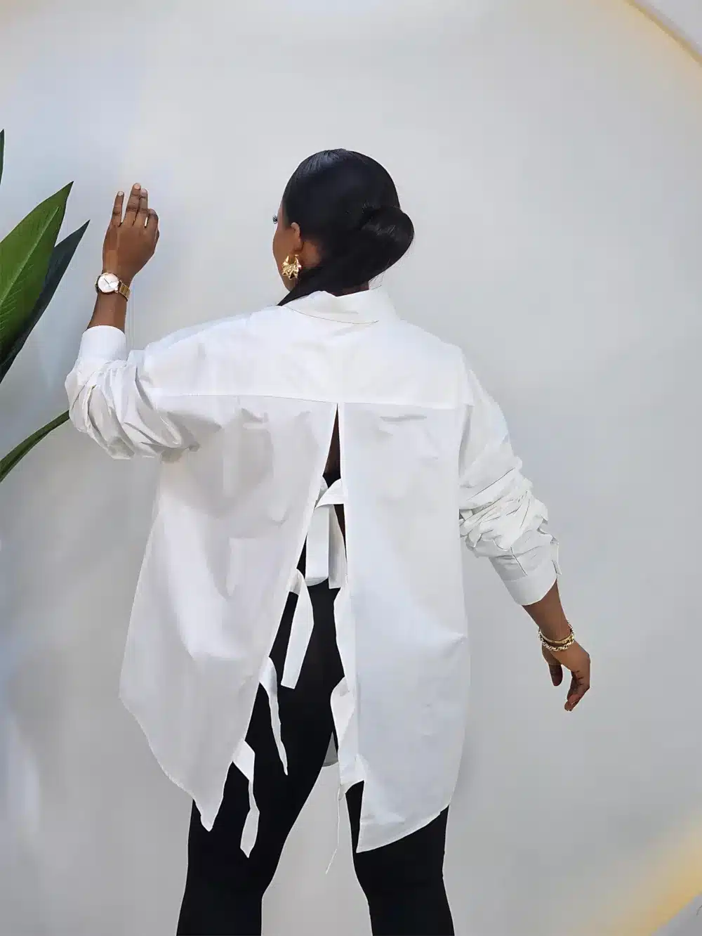 OPEN BACK MULTI KNOT SHIRT