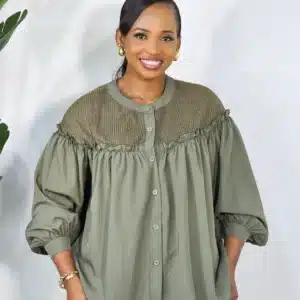 BUBBLE LONG SLEEVE KNIT INSERTED TOP - Image 3