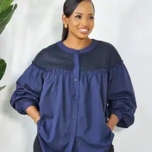 BUBBLE LONG SLEEVE KNIT INSERTED TOP