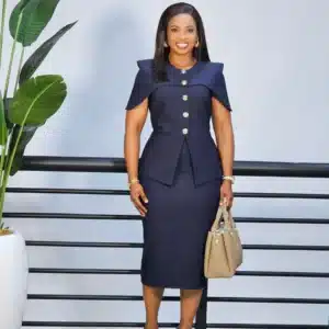 CAPE BUTTON FRONT PEPLUM DRESS