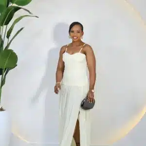 CHAIN STRAP THIN PLEAT SLIT ANKLE DRESS - Image 2