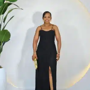 CHAIN STRAP THIN PLEAT SLIT ANKLE DRESS - Image 3