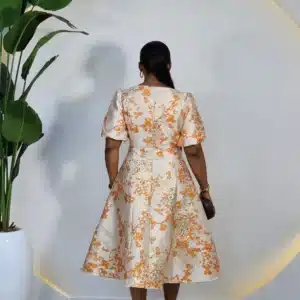 DAMASK PUFF SLEEVE DRESS - Image 2