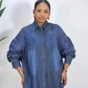 DENIM LACE INSERTED FRONT SHIRT - Image 3