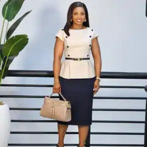 DOUBLE SIDE BUTTON PEPLUM DRESS