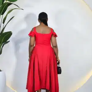 DOUBLE SIDE PLEAT COLD SHOULDER DRESS - Image 3