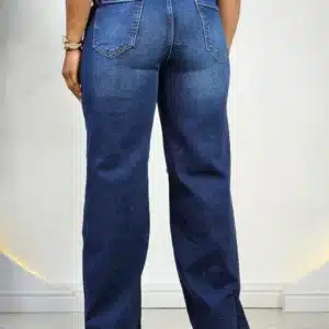 ELASTIC WAIST KNEE RIPPED PALAZZO MOM JEANS - Image 5