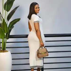 KNIT BUTTON DOWN MIDI DRESS - Image 10