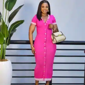 KNIT BUTTON DOWN MIDI DRESS - Image 3