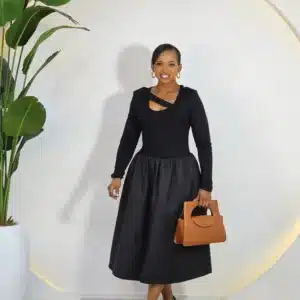 LONG SLEEVE SATIN SKATER DRESS