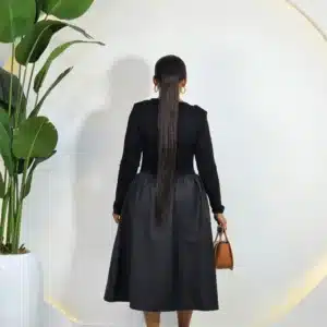 LONG SLEEVE SATIN SKATER DRESS - Image 3