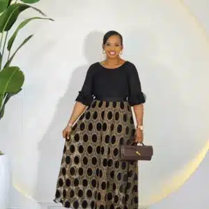 NET FLARE VELVET PATCH SKIRT