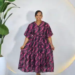 PRINT BUTTON DOWN SWING DRESS - Image 2